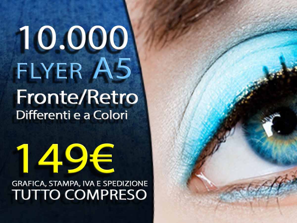 10000 volantini flayer A5 fronte retro offset a colori 149 euro