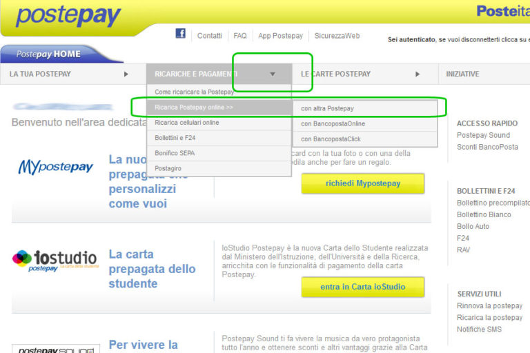 Come Ricaricare Postepay Di Un Altro Online